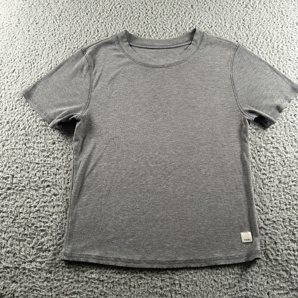 Vuori Pose Fitted Tee Womens 2XS Gray Ribbed Knit Crewneck Short Sleeve Top